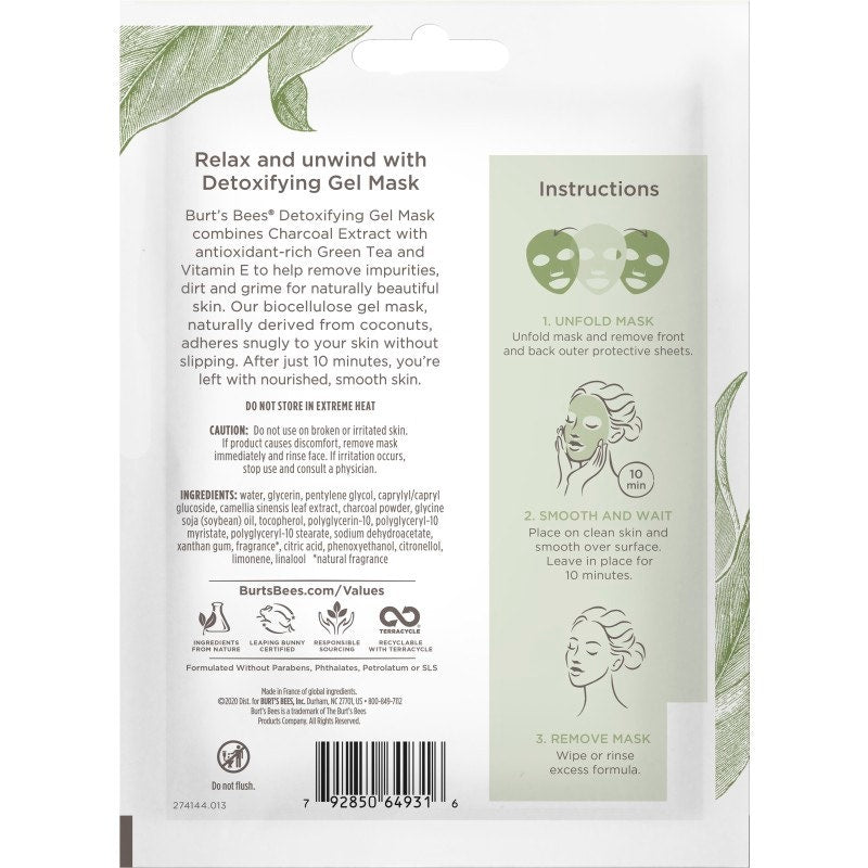 Detoxifying Biocellulose Gel Mask with Charcoal & Green Tea iG